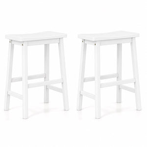 Set of 2 Saddle-Seat Counter Height Stools with Curved Seat and Footrests-Beige