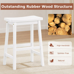 Set of 2 Saddle-Seat Counter Height Stools with Curved Seat and Footrests-Beige