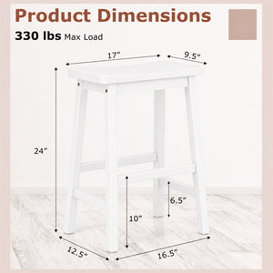 Set of 2 Saddle-Seat Counter Height Stools with Curved Seat and Footrests-Beige