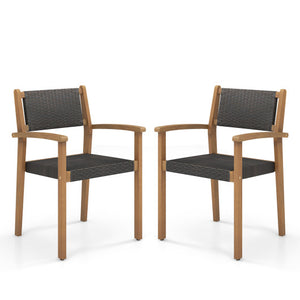 Set of 2 Stackable Outdoor Wicker Dining Chair