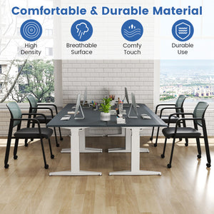 Set of 2 Stackable Rolling Office Chairs with Mesh Backrest-Gray