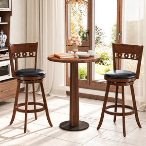 Set of 2 Swivel Bar Stools with Rubber Wood Frame-30.5 inches
