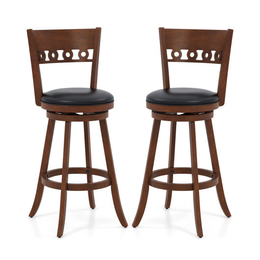 Set of 2 Swivel Bar Stools with Rubber Wood Frame-30.5 inches
