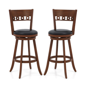 Set of 2 Swivel Bar Stools with Rubber Wood Frame-30.5 inches