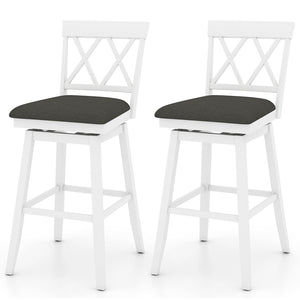 Set of 2 Swivel Bar Stools Counter Height Barstools with Backrest Upholstered Seat Cushion-29 Inches