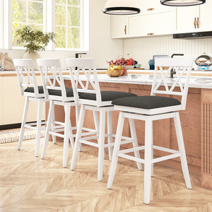 Set of 2 Swivel Bar Stools Counter Height Barstools with Backrest Upholstered Seat Cushion-29 Inches