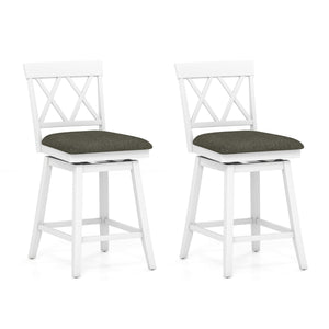 Set of 2 Swivel Bar Stools Counter Height Barstools with Backrest Upholstered Seat Cushion-24 inches