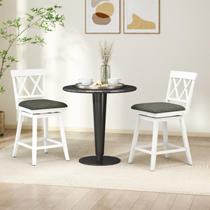 Set of 2 Swivel Bar Stools Counter Height Barstools with Backrest Upholstered Seat Cushion-24 inches