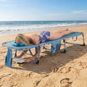 Set of 2 Tanning Chair Portable Chaise Lounge Chair with 4-Position Adjustable Backrest-Navy