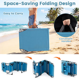 Set of 2 Tanning Chair Portable Chaise Lounge Chair with 4-Position Adjustable Backrest-Navy