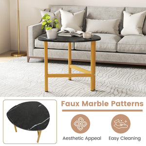 Set of 2 Triangle Coffee Table Oval with Metal Legs-Black