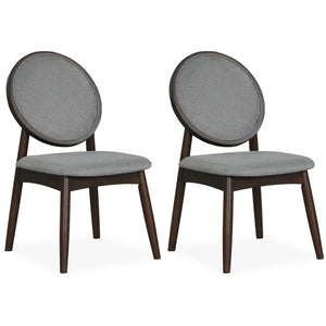 Set of 2 Upholstered Linen Fabric Kitchen Side Chairs with Padded Seat-Gray