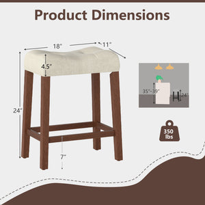 Set of 2 Upholstered Counter Height Bar Stool with Curved Saddle-Seat-Brown