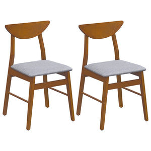 Set of 2 Upholstered Dining Chairs with Curved Backrest and Rubber Wood Frame-Walnut