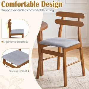Set of 2 Upholstered Dining Chairs with Padded Seat and Solid Wood Legs-Walnut