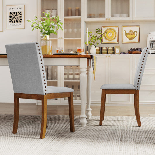 Set of 2 Upholstered Dining Chairs with Padded Seat for Living Room-Walnut