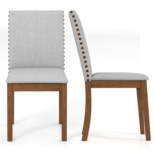 Set of 2 Upholstered Dining Chairs with Padded Seat for Living Room-Walnut
