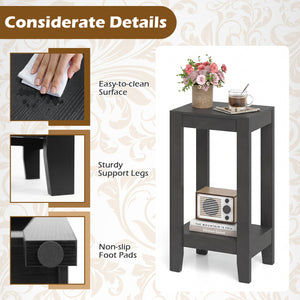 Set of 2 Versatile 2-Tier End Table with Storage Shelf-Black