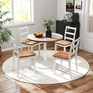 Set of 2 Wood Dining Chairs with Solid Rubber Wood Legs-Rustic Brown