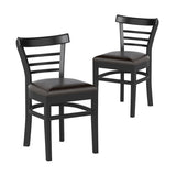 Set of 2 Wooden Dining Chair with Rubber Wood Legs for Restaurant-Black