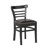 Set of 2 Wooden Dining Chair with Rubber Wood Legs for Restaurant-Black