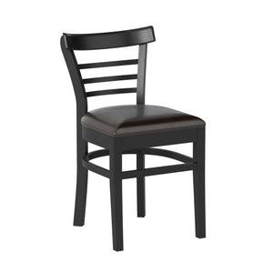 Set of 2 Wooden Dining Chair with Rubber Wood Legs for Restaurant-Black
