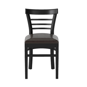 Set of 2 Wooden Dining Chair with Rubber Wood Legs for Restaurant-Black
