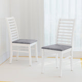 Set of 2 Wooden Dining Chair with Rubber Wood Legs for Living Room-White