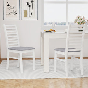 Set of 2 Wooden Dining Chair with Rubber Wood Legs for Living Room-White