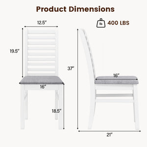 Set of 2 Wooden Dining Chair with Rubber Wood Legs for Living Room-White