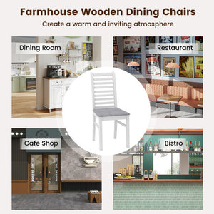 Set of 2 Wooden Dining Chair with Rubber Wood Legs for Living Room-White