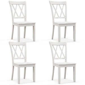 Set of 2 Wooden Dining Chairs Mid Century Farmhouse Retro Kitchen Chairs-White