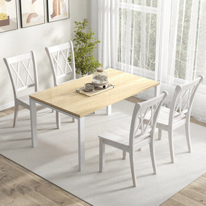 Set of 2 Wooden Dining Chairs Mid Century Farmhouse Retro Kitchen Chairs-White