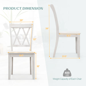 Set of 2 Wooden Dining Chairs Mid Century Farmhouse Retro Kitchen Chairs-White