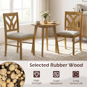 Set of 2 Wooden Dining Chairs Upholstered with Hollowed Backrest and Soft Padded Seat-Oak