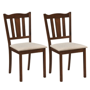 Set of 2 Wooden Dining Chair with Hollow Back and Soft-padded Cushion-Walnut