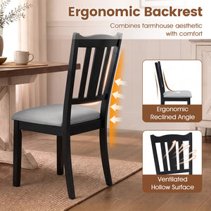 Set of 2 Wooden Dining Chair with Hollow Back and Soft-padded Cushion-Black