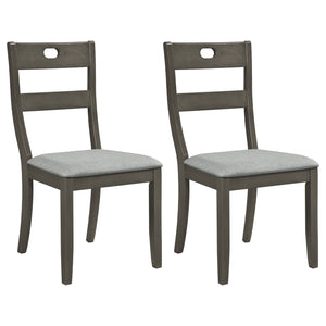 Set of 2 Wooden Dining Chairs with Padded Seats and Rubber Wood Frame-Gray