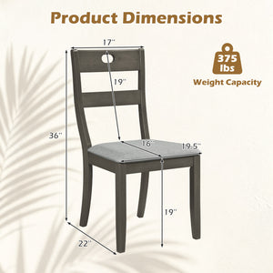 Set of 2 Wooden Dining Chairs with Padded Seats and Rubber Wood Frame-Gray