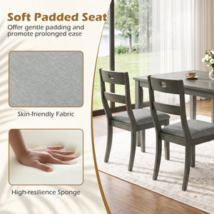 Set of 2 Wooden Dining Chairs with Padded Seats and Rubber Wood Frame-Gray