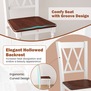 Set of 2 Wooden Farmhouse Kitchen Chairs with Rubber Wood Seat-2 Pieces