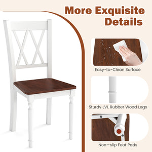 Set of 2 Wooden Farmhouse Kitchen Chairs with Rubber Wood Seat-2 Pieces