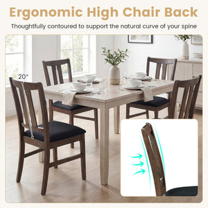 Set of 2 Wooden Upholstered Dining Chairs with High Curved Back-Walnut