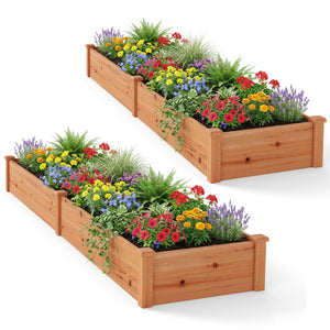 Set of 2 Wooden Vegetable Raised Garden Bed for Backyard-Orange