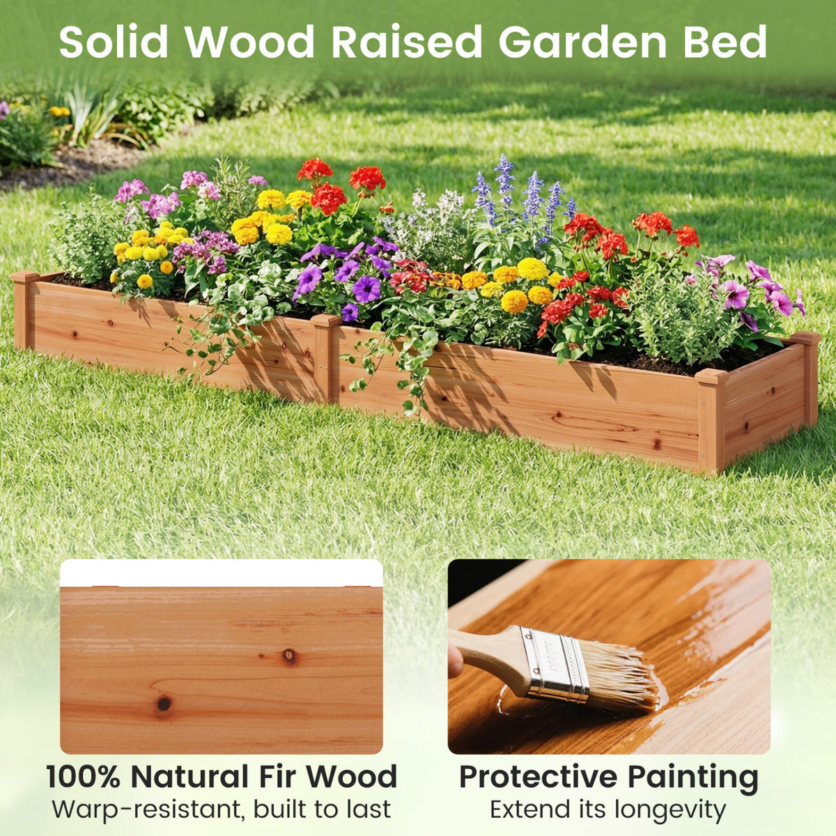Set of 2 Wooden Vegetable Raised Garden Bed for Backyard-Orange