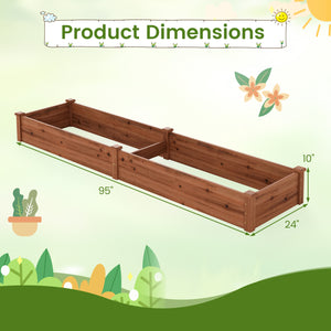 Set of 2 Wooden Vegetable Raised Garden Bed for Backyard-Brown