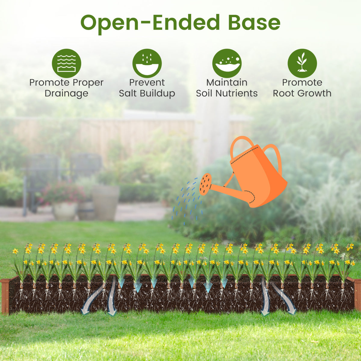 Set of 2 Wooden Vegetable Raised Garden Bed for Backyard-Brown