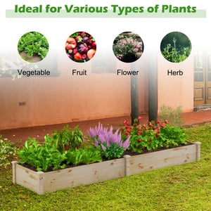 Set of 2 Wooden Vegetable Raised Garden Bed for Backyard-Natural