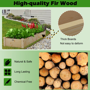Set of 2 Wooden Vegetable Raised Garden Bed for Backyard-Natural