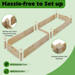 Set of 2 Wooden Vegetable Raised Garden Bed for Backyard-Natural